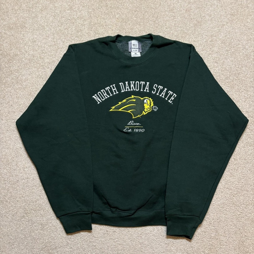 Vtg North Dakota State Bison Crewneck Sweatshirt Mens Medium Green J America 90s